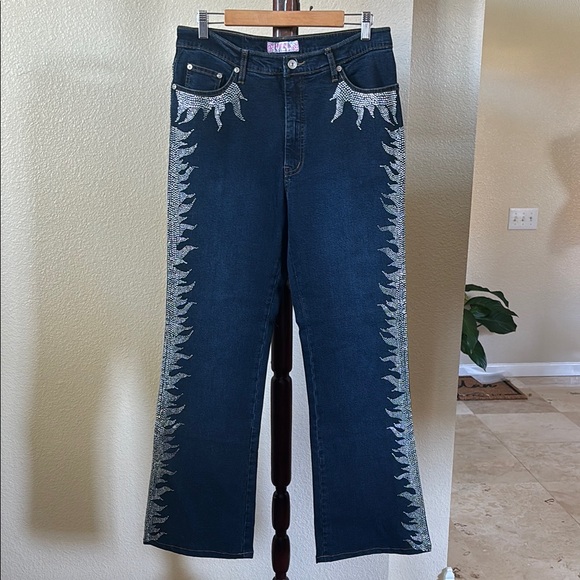 Sassy Thai Embellished Blue Jeans - Picture 1 of 5